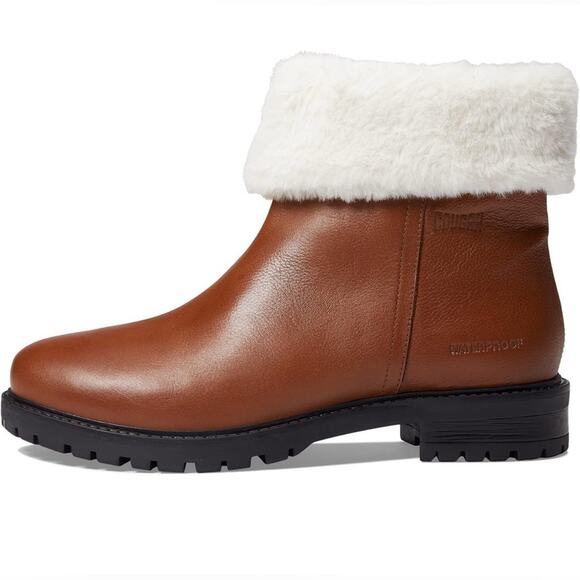 Cougar Kendal Cognac Weatherproof Leather Boots with White Fur Cuff. Size 10 NIB - Picture 9 of 13